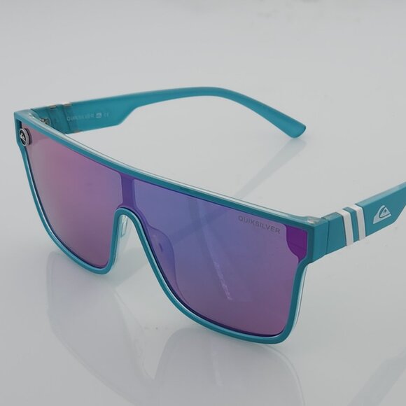 Quiksilver Shield Sunglasses Electric Blue Frame Flash Blue-Purple Mirror Lens - Picture 4 of 12